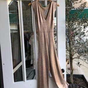 Karlie Champagne V-Neck Cropped Jumpsuit